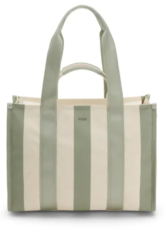 Gestreifte Tasche aus Canvas mit zwei Henkeln