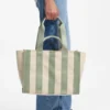 Gestreifte Tasche aus Canvas mit zwei Henkeln