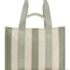 Gestreifte Tasche aus Canvas mit zwei Henkeln