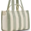 Gestreifte Tasche aus Canvas mit zwei Henkeln
