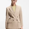 Gestreifter Blazer in Regular-Fit aus einer Baumwollmischung