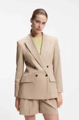 Gestreifter Blazer in Regular-Fit aus einer Baumwollmischung