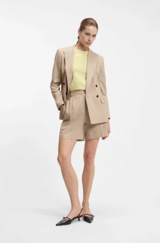Gestreifter Blazer in Regular-Fit aus einer Baumwollmischung