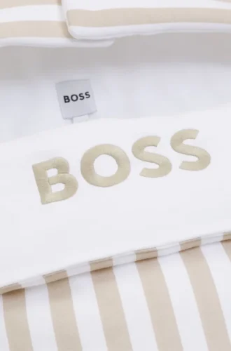 Gestreiftes Babynest aus Baumwolle mit gesticktem Logo