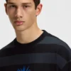 Gestreiftes Baumwoll-T-Shirt mit Happy HUGO-Logo