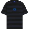 Gestreiftes Baumwoll-T-Shirt mit Happy HUGO-Logo