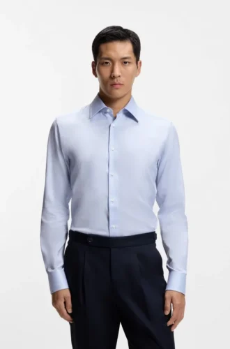 Gestreiftes Slim-Fit-Hemd aus italienischem Baumwolltwill