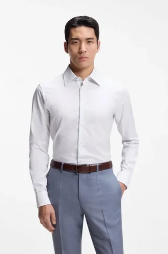 Gestreiftes Slim-Fit-Hemd aus italienischer Baumwolle