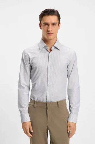 Gestreiftes Slim-Fit-Hemd aus Performance-Stretch-Material