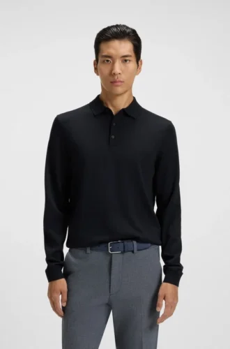 Gestrickter Polo-Pullover aus Schurwolle
