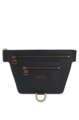 Gestrukturierte Gürtel-Tasche mit Beschlägen in Antikgold-Optik