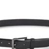 Glatter Ledergürtel mit gravierter Schnalle in Gunmetal