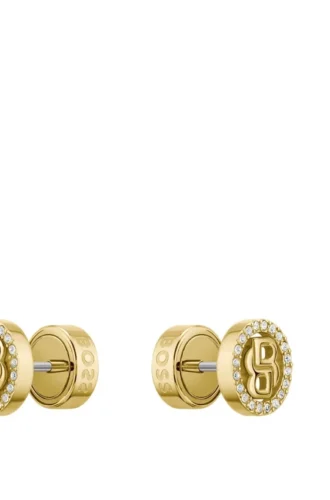 Goldfarbene Ohrringe mit Kristallen und Double-B-Monogramm