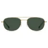 Goldfarbene Sonnenbrille mit grünen Akzenten