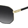 Goldfarbene Sonnenbrille mit schwarzen Akzenten