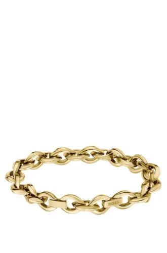 Goldfarbenes Armband mit blütenblattförmigen Gliedern