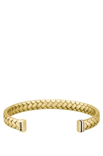 Goldfarbenes Armband mit Fischgrätenmuster