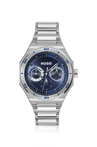 #GRAIL SPORT Silbertönige Uhr mit blauem Zifferblatt