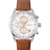 Grand Prix 44 Chronographenuhr mit perforiertem Lederarmband