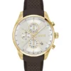 GRAND PRIX 44 Goldfarbene Chronographenuhr mit perforiertem Lederarmband