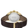 GRAND PRIX 44 Goldfarbene Chronographenuhr mit perforiertem Lederarmband