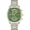 GRAND TOUR LADIES Zweifarbige Uhr mit grünem Zifferblatt und Fünf-Glied-Armband