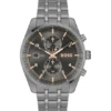 Grau beschichtete Chronographenuhr mit goldfarbenen Details