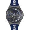 Grau beschichtete Uhr mit Silikonarmband mit Logo