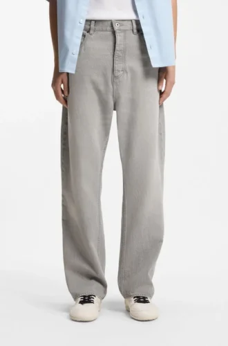 Graue Baggy-Fit-Jeans aus stonewashed Denim