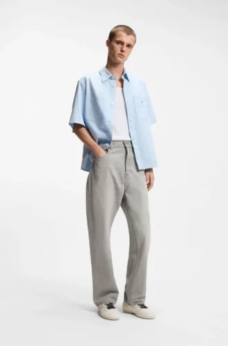 Graue Baggy-Fit-Jeans aus stonewashed Denim