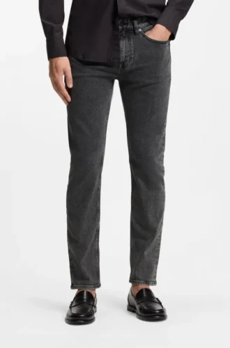 Graue Delaware-Jeans in Slim-Fit-Passform aus Stretch-Denim