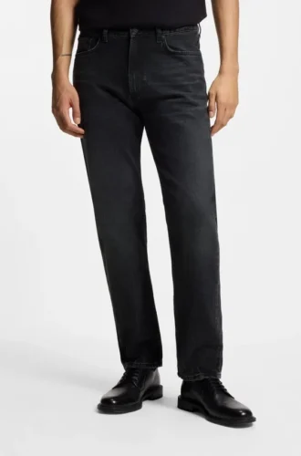 Graue Jeans in Regular-Fit aus Denim mit Vintage-Waschung