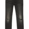 Graue Jeans in Regular-Fit aus Distressed-Denim