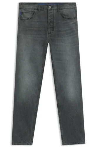 Graue Jeans in Regular-Fit aus festem Denim