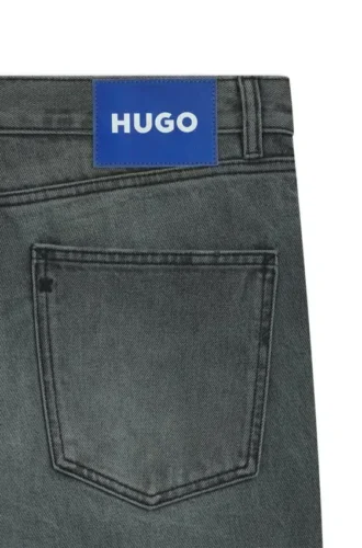 Graue Jeans in Regular-Fit aus festem Denim