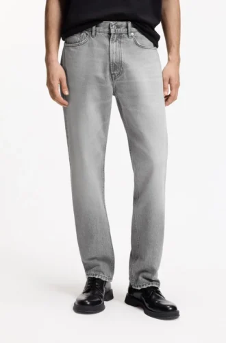 Graue Jeans in Regular-Fit aus stonewashed Denim
