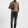 Graue, konisch geschnittene Jeans aus Stretch-Denim