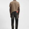 Graue, konisch geschnittene Jeans aus Stretch-Denim