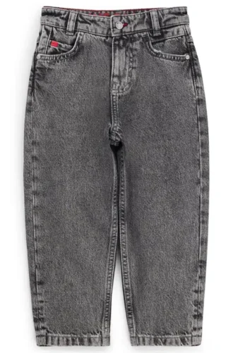 Graue, locker sitzende Jeans für Kinder aus Baumwoll-Denim