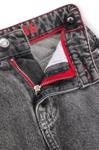 Graue, locker sitzende Jeans für Kinder aus Baumwoll-Denim