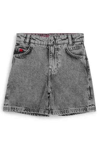 Graue, locker sitzende Shorts für Kinder aus Baumwoll-Denim