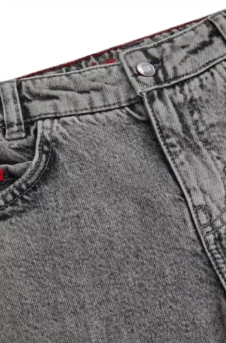 Graue, locker sitzende Shorts für Kinder aus Baumwoll-Denim