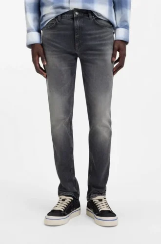 Graue Slim-Fit-Jeans aus Stretch-Denim