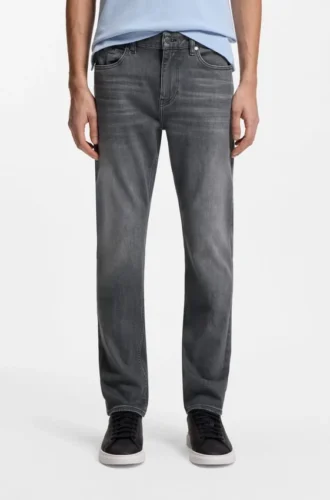 Graue Slim-Fit-Jeans aus Stretch-Denim