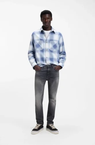 Graue Slim-Fit-Jeans aus Stretch-Denim