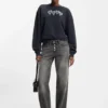 Graue Straight-Fit-Jeans aus festem Denim
