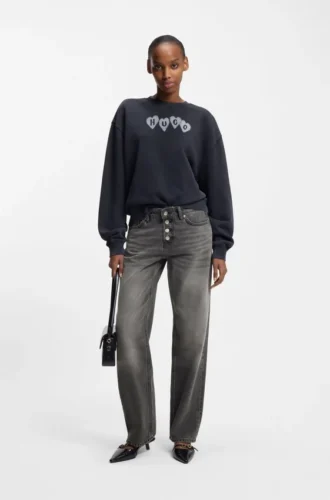 Graue Straight-Fit-Jeans aus festem Denim