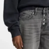 Graue Straight-Fit-Jeans aus festem Denim