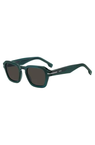 Grüne Acetat-Sonnenbrille mit Logo auf den Bügeln
