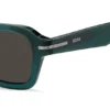 Grüne Acetat-Sonnenbrille mit Logo auf den Bügeln